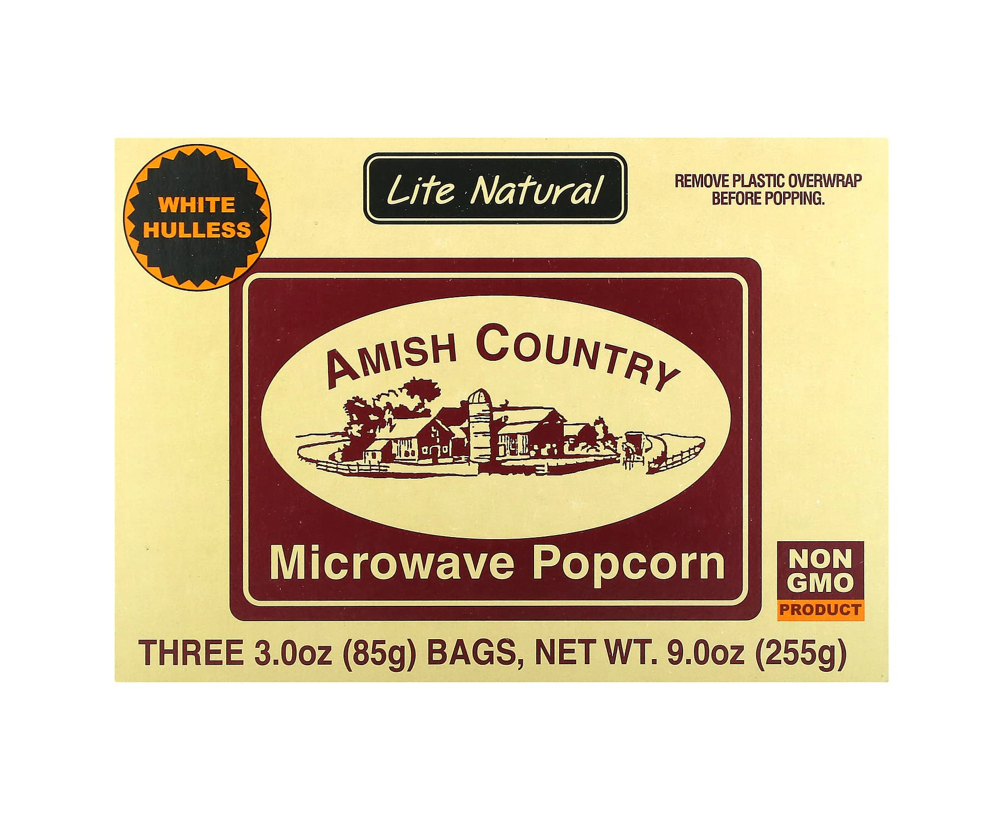 Amish Country Popcorn, Microwave Popcorn, Lite Natural, 3 Bags, 3 oz (85 g) Each