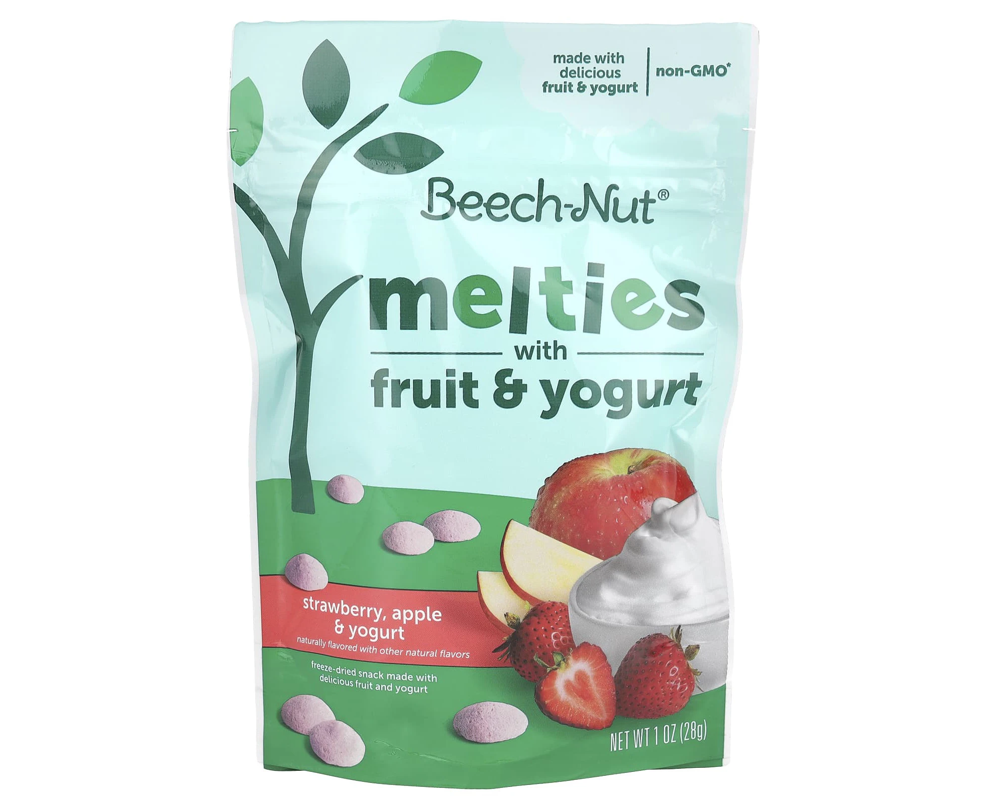 Beech-Nut, Melties with Fruit & Yogurt, 8 Months & Up, Strawberry, Apple & Yogurt, 1 oz (28 g)