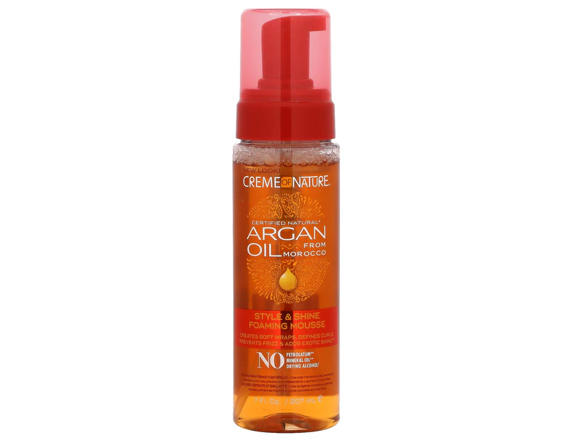 Creme Of Nature, Certified Natural Argan Oil From Morocco, Style & Shine Foaming Mousse, 7 fl oz (207 ml)