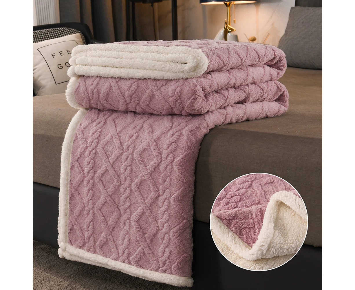 Cuddly Blanket 100 X 150 Cm Small Fluffy Thick Blanket Purple White Knitted Blanket Couch Blanket Sofa Blanket Double Face Extra