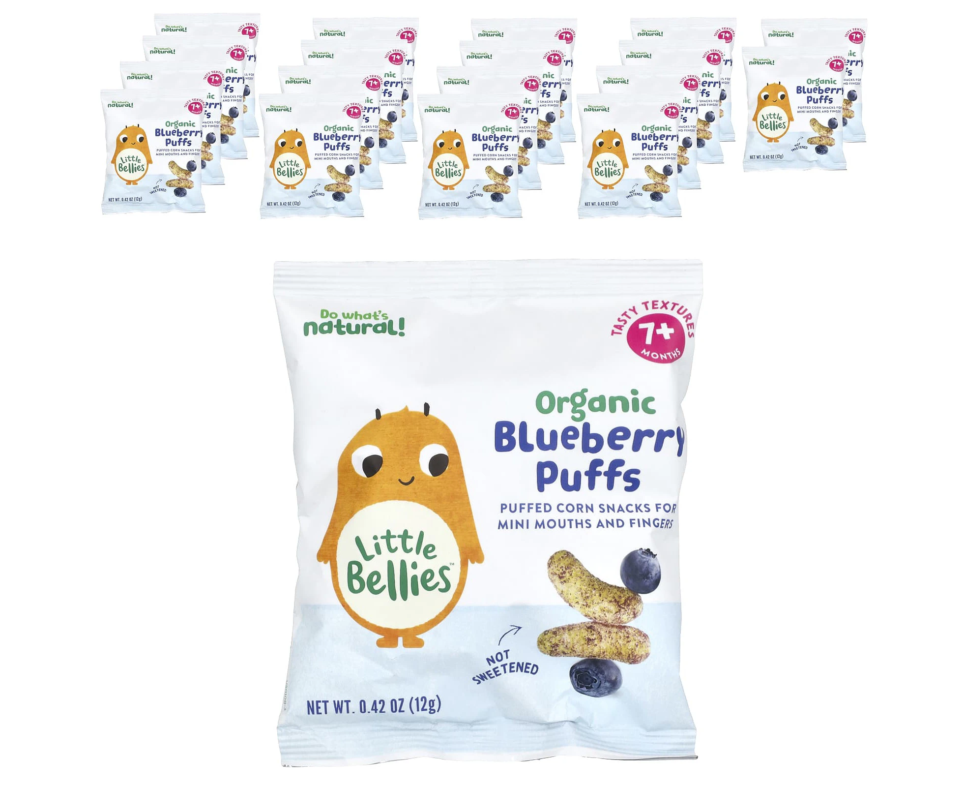 Little Bellies, Organic Blueberry Puffs, 7+ Months, 18 Bags, 0.42 oz (12 g) Each