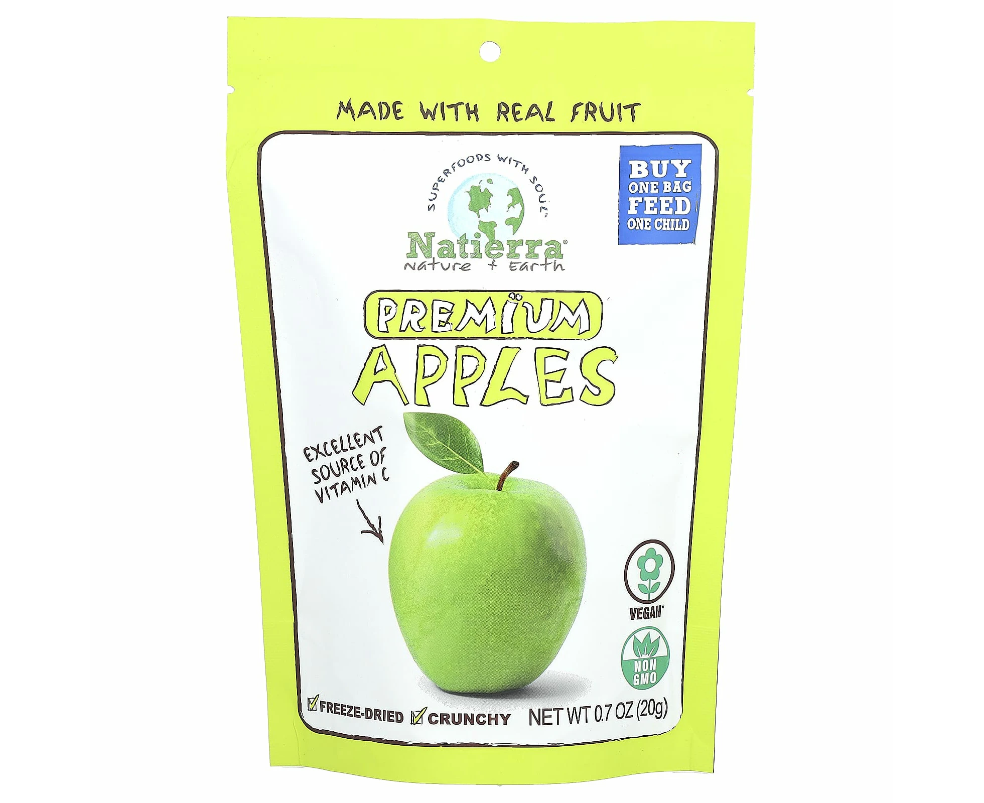 Natierra, Premium Freeze-Dried Apples, 0.7 oz (20 g)