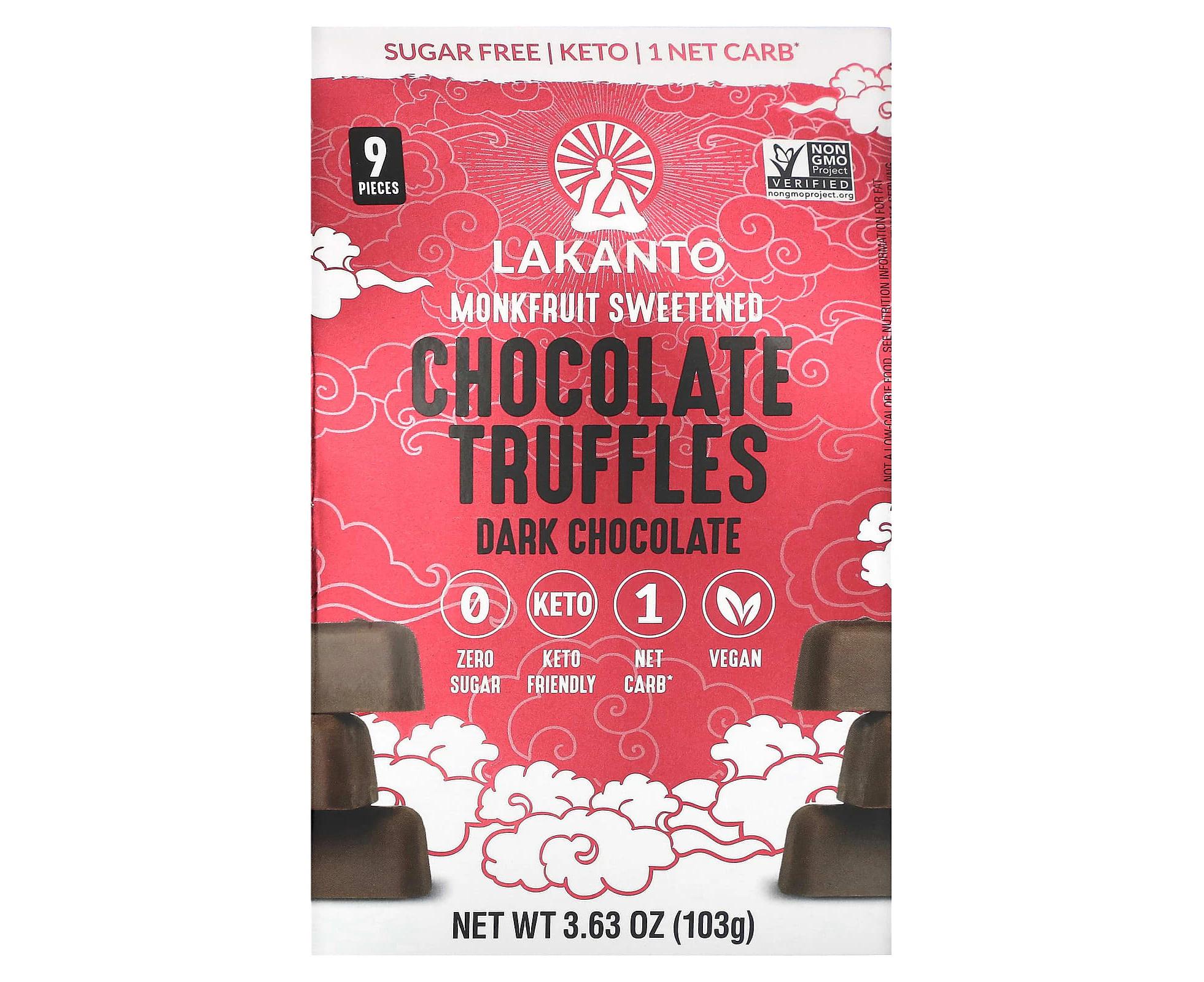 Lakanto, Chocolate Truffles, Dark Chocolate, 9 Pieces, 3.63 oz (103 g)