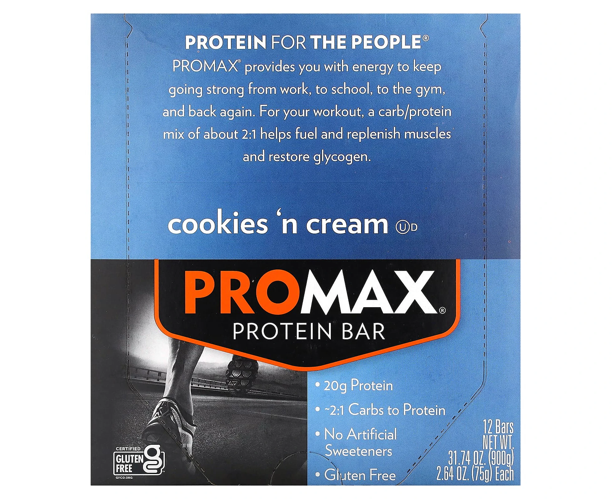 NuGo Nutrition, ProMax Protein Bar, Cookies 'n Cream, 12 Bars, 2.64 oz (75 g) Each