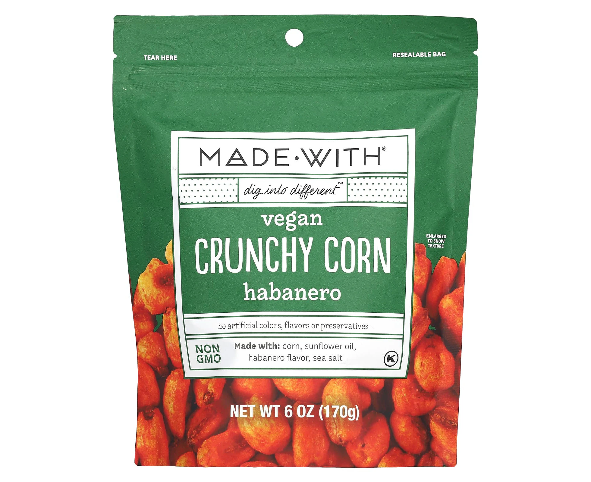 Made With, Vegan Crunchy Corn, Habanero, 6 oz (170 g)