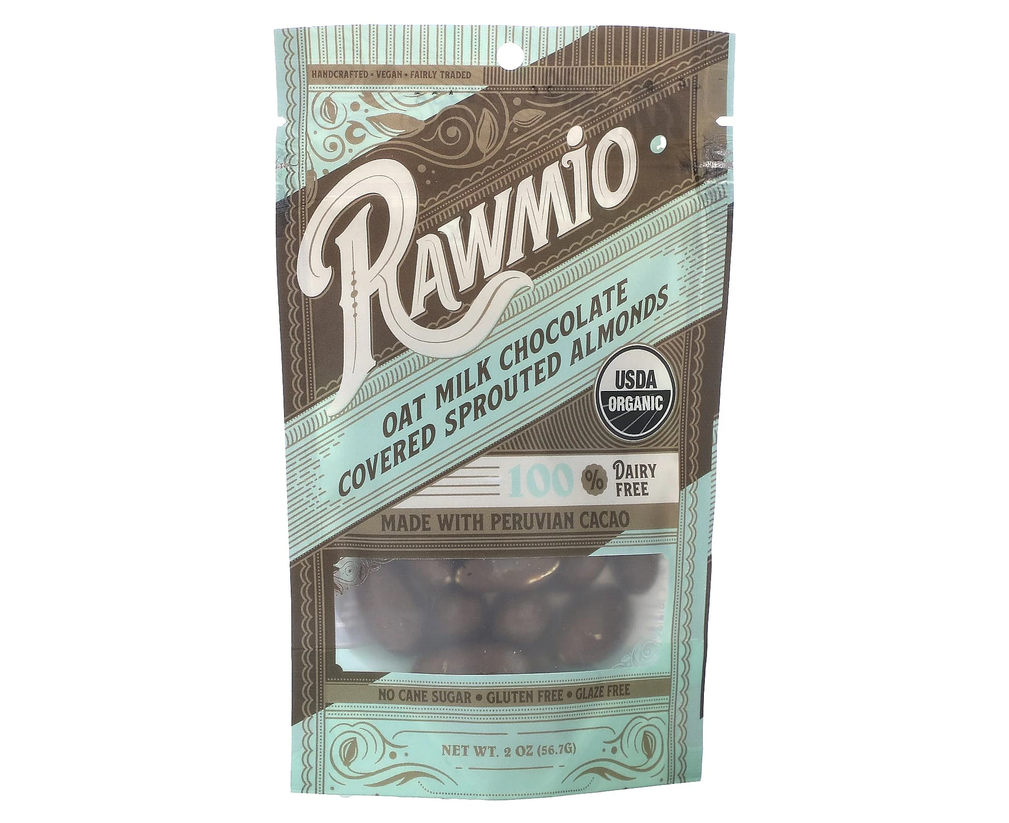 Rawmio, Oat Milk Chocolate Covered Sprouted Almonds, 2 oz (56.7 g)