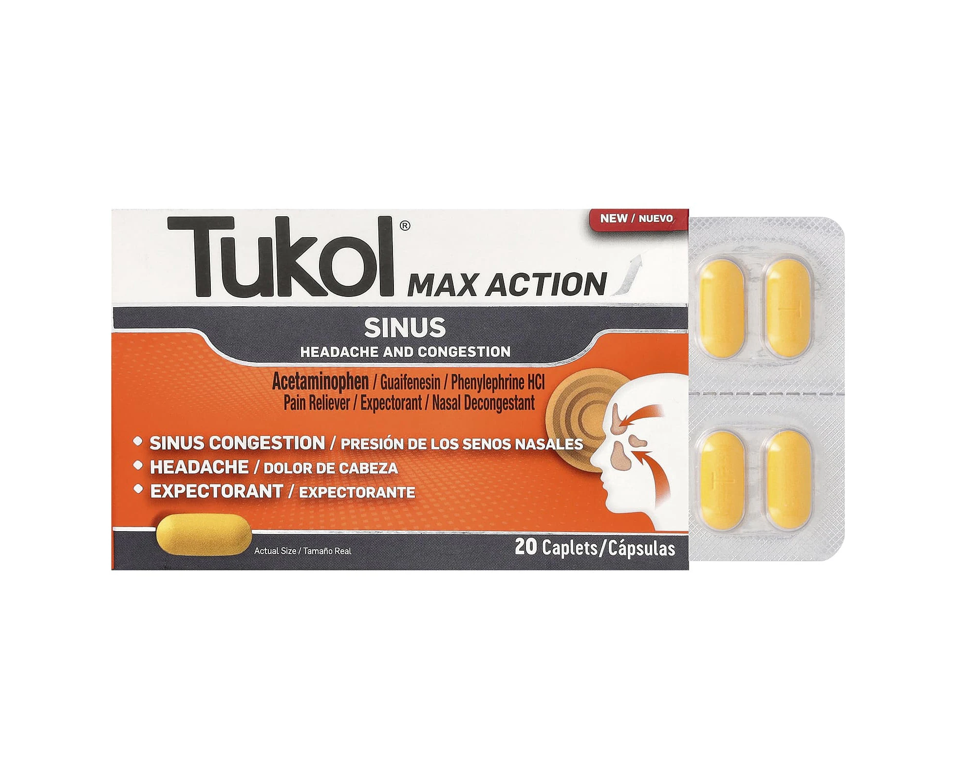 Tukol, Max Action, Sinus, 20 Caplets