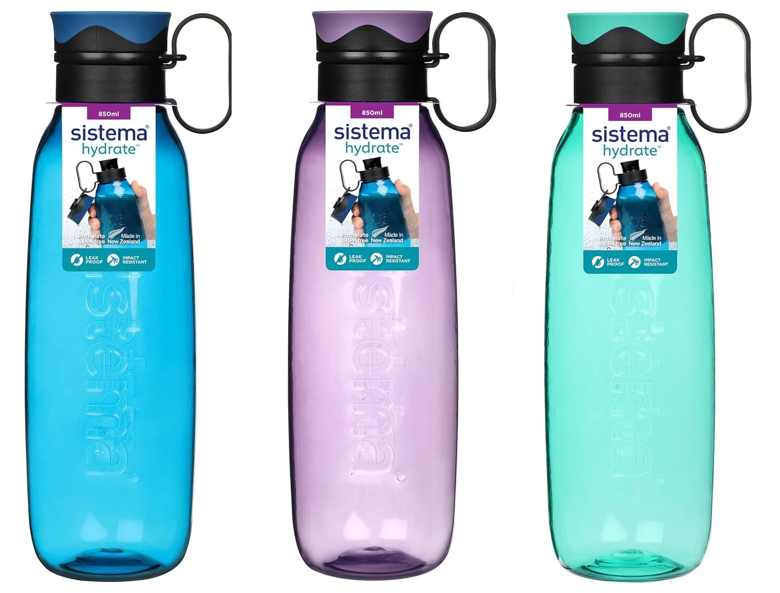 Sistema Traverse Water Bottle 850 mL Leak-Proof Screw-Top Lid - Assorted Colours