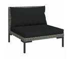 9 Piece Garden Lounge Set With Cushions Poly Rattan Dark Grey - 2x corner + 8x middle, 1