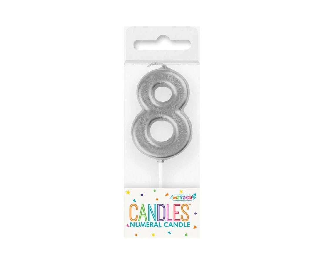 Mini Silver No. 8 Numeral Pick Candles