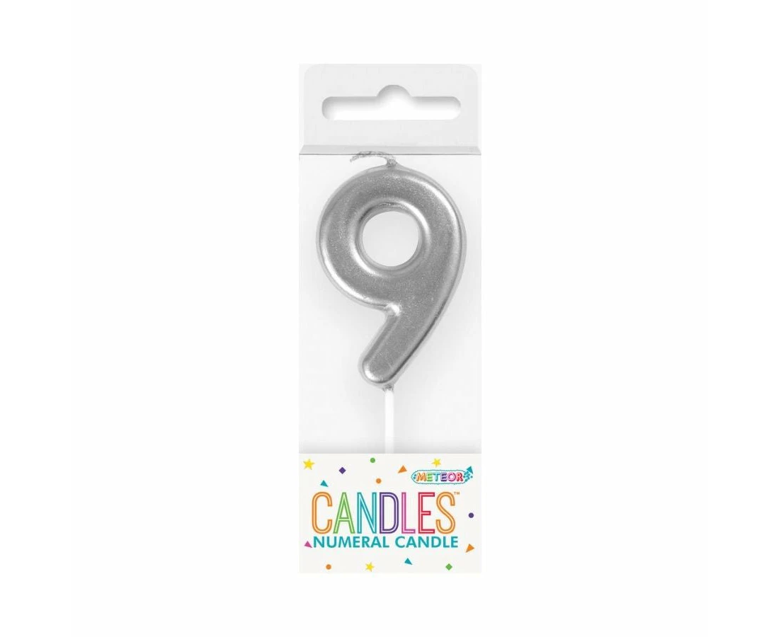 Mini Silver No. 9 Numeral Pick Candles