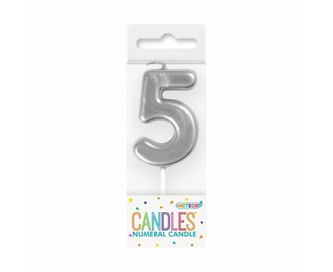 Mini Silver No. 5 Numeral Pick Candles