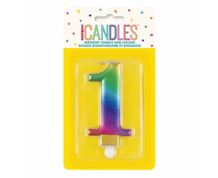 Metallic Rainbow No. 1 Numeral Candle