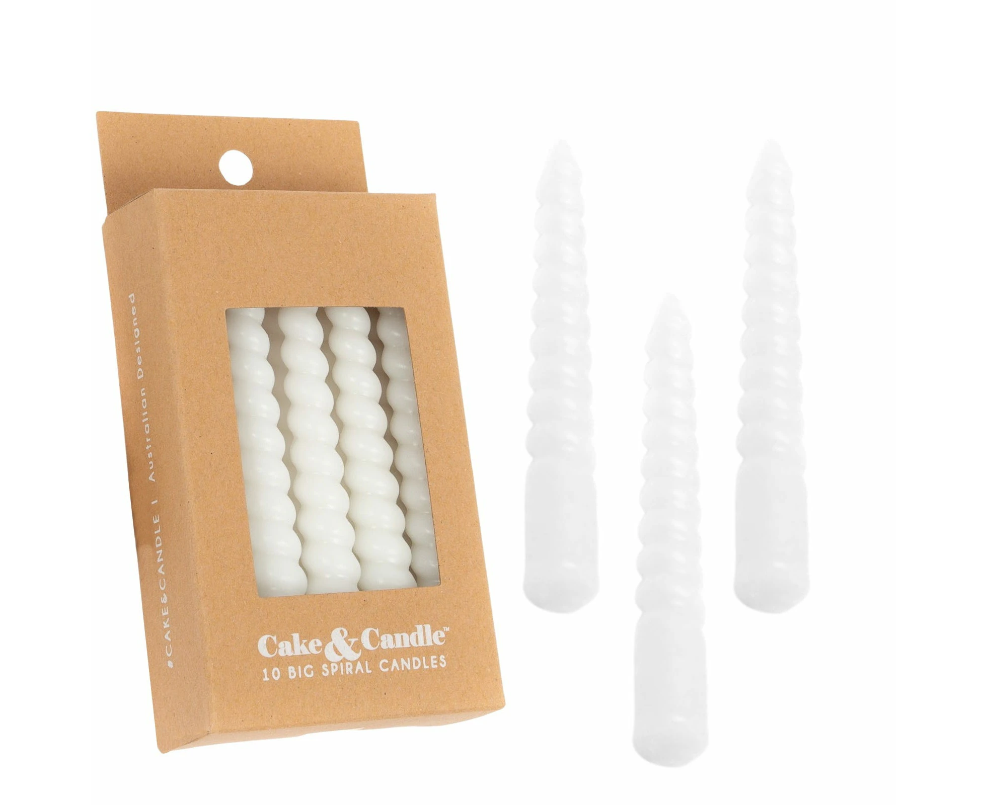 White Large Spiral Candles (Pack of 10)