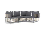 4 Piece Garden Lounge Set with Cushions Anthracite Poly Rattan