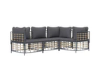 4 Piece Garden Lounge Set with Cushions Anthracite Poly Rattan