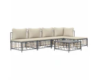 6 Piece Garden Lounge Set with Cushions Anthracite Poly Rattan