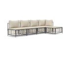 5 Piece Garden Lounge Set with Cushions Anthracite Poly Rattan