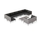 10 Piece Garden Lounge Set with Cushions Poly Rattan Dark Grey