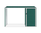 Garden Firewood Shed Green 245x98x159 cm Galvanised Steel