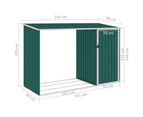 Garden Firewood Shed Green 245x98x159 cm Galvanised Steel