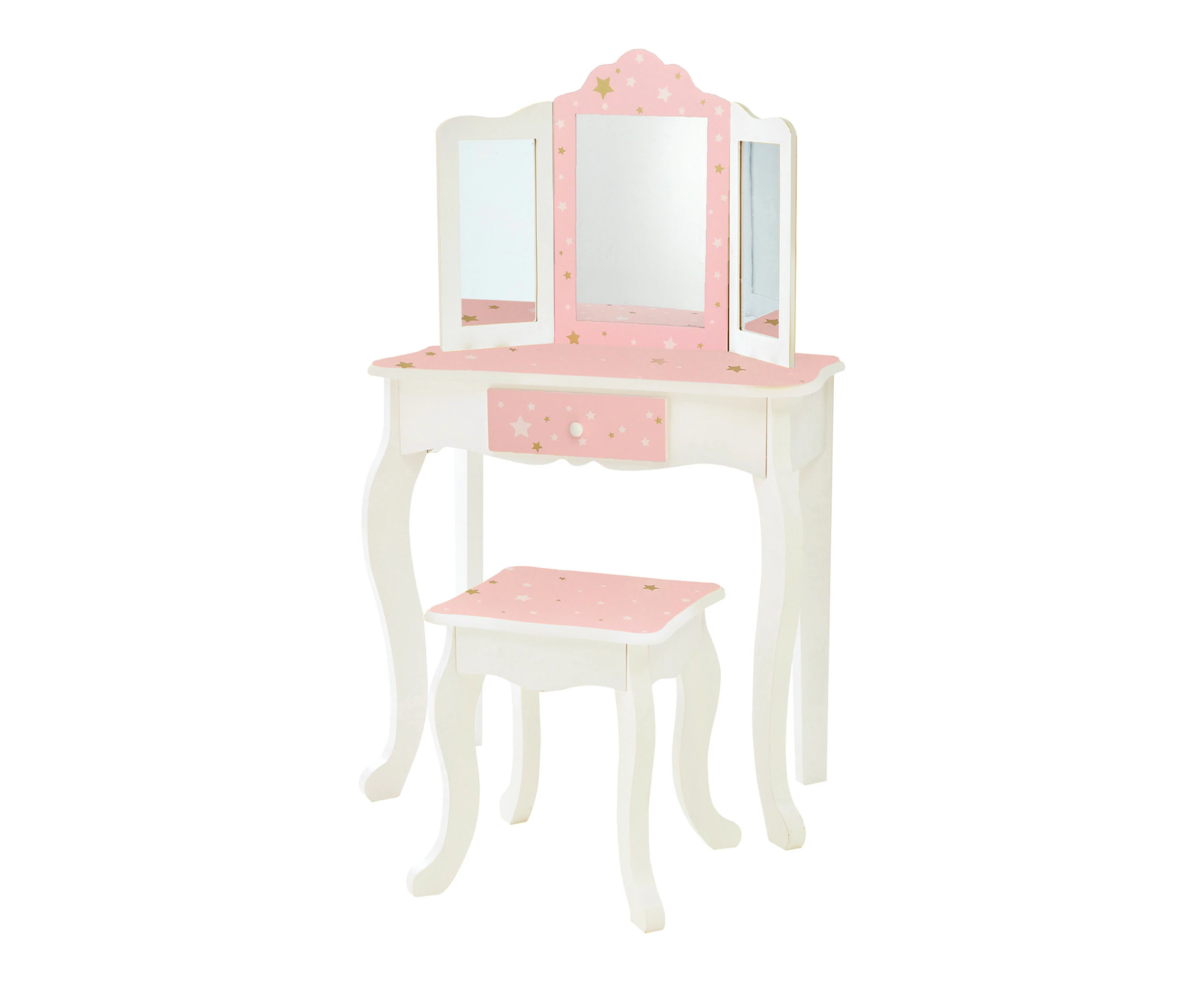 Fantasy Fields Gisele Twinkle Star Kids Play Vanity Table & Stool, White & Pink