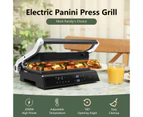 Costway 2000W Contact Grill Electric Panini Press Griddle 180° Sandwich Maker w/Non-Stick Coated Plates/4H Timer/5 Auto Modes/LED Display&Drip Tray Black