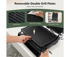 Costway 2000W Contact Grill Electric Panini Press Griddle 180° Sandwich Maker w/Non-Stick Coated Plates/4H Timer/5 Auto Modes/LED Display&Drip Tray Black