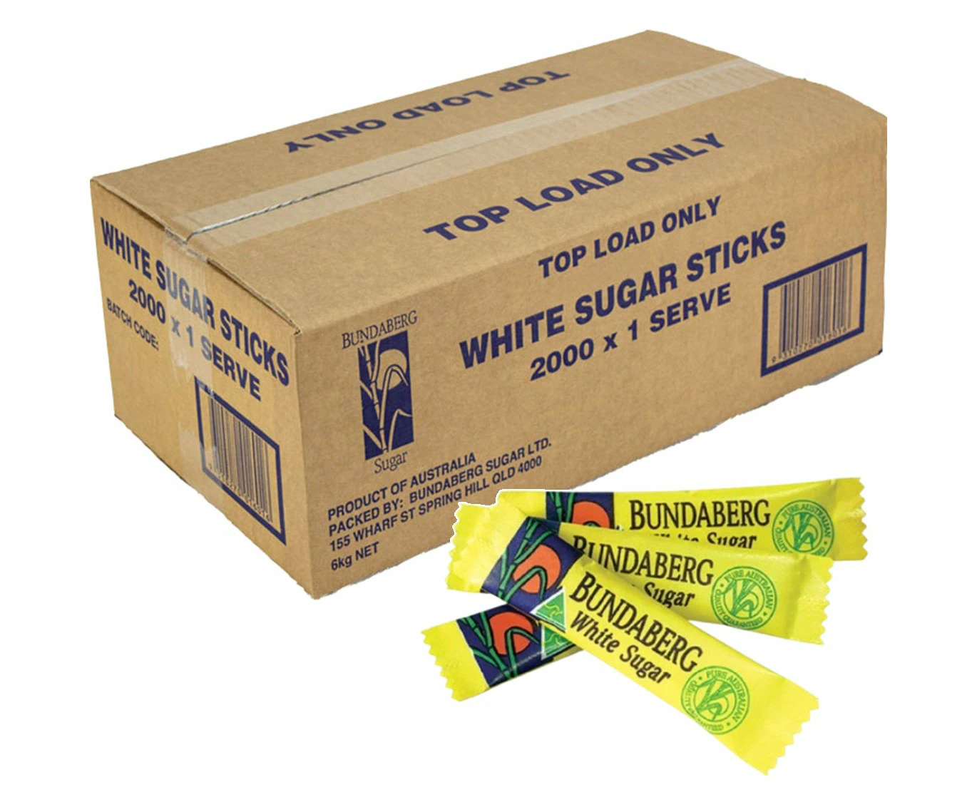 Bundaberg White Sugar Sticks Sachets Pack 2000 Bulk