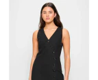 Asymmetrial Button Front Mini Dress - Lily Loves