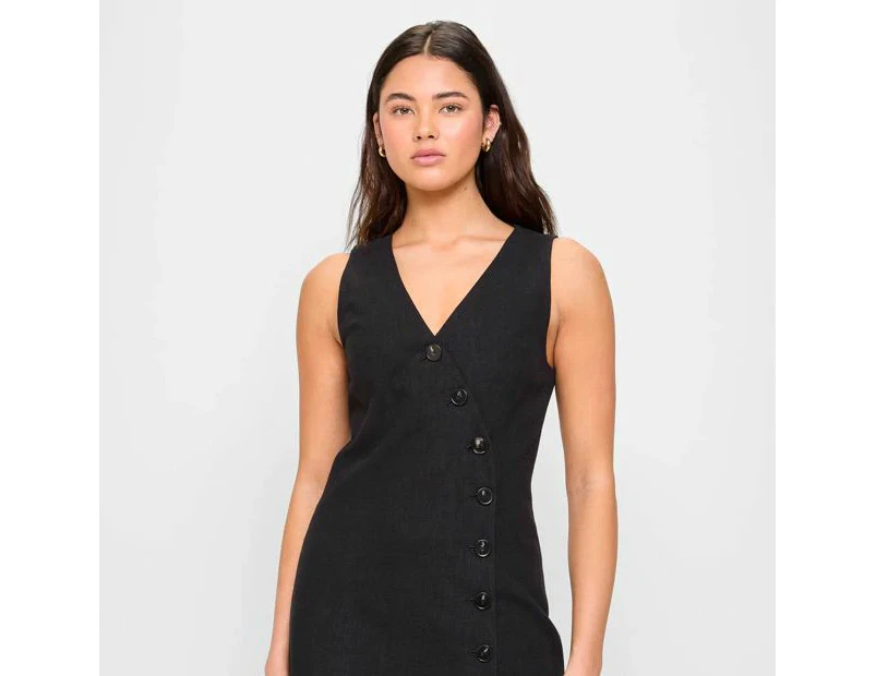 Asymmetrial Button Front Mini Dress - Lily Loves