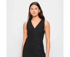 Asymmetrial Button Front Mini Dress - Lily Loves