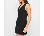 Asymmetrial Button Front Mini Dress - Lily Loves