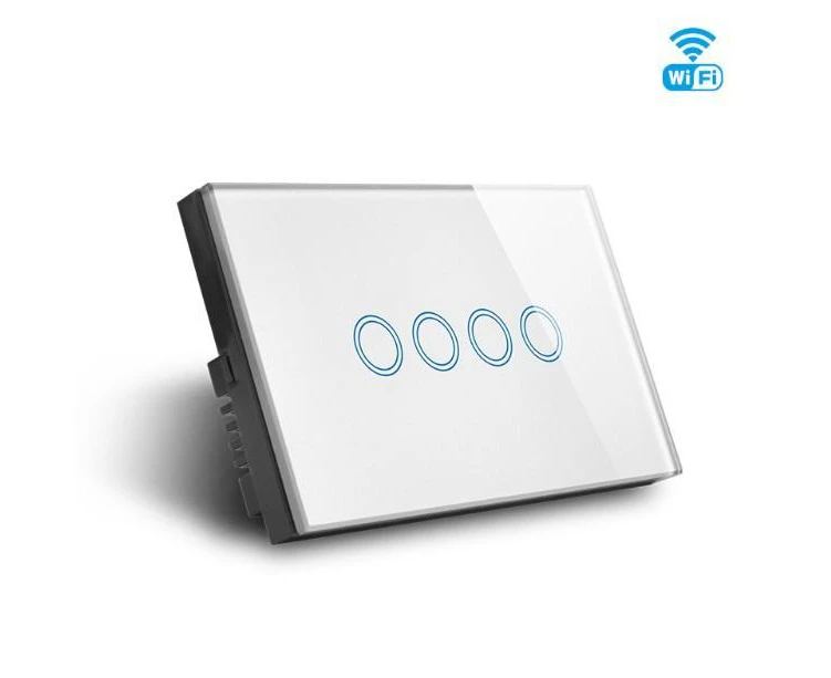 WIFI Smart Quad Switch WIFI Smart Switch, Smart Home Tuya Smart Life Glass Touch 4 gang