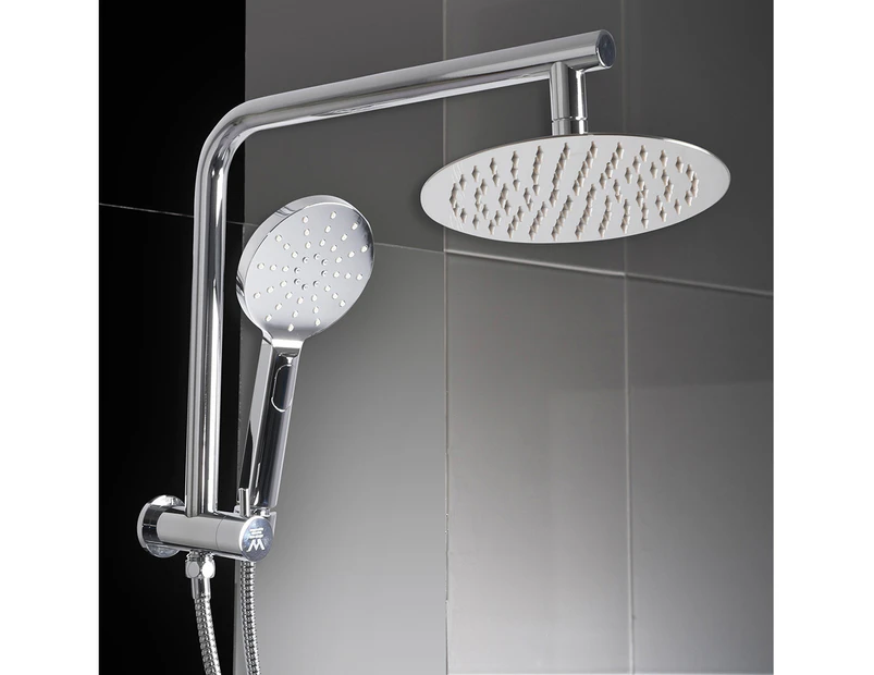 Shower Head High Pressure Set Rain Round Brass Taps Mixer Handheld WELS Silver