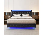 Levede  Floating Bed Frame Double with Headboard LED Lights Mattress Base