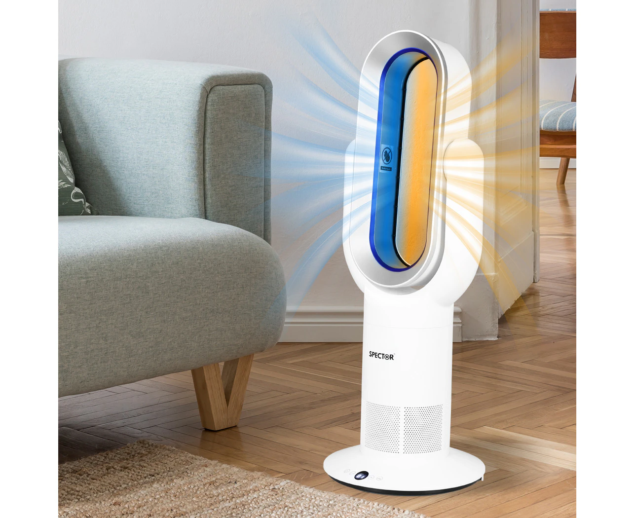 Spector Electric Space Fan Heater Oscillating Portable Remote Floor Fast Heating