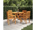 vidaXL Solid Wood Teak Garden Dining Set 5 Piece Outdoor Set ?? 110/90 cm Table