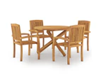 vidaXL Solid Wood Teak Garden Dining Set 5 Piece Outdoor Set ?? 110/90 cm Table