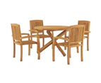 vidaXL Solid Wood Teak Garden Dining Set 5 Piece Outdoor Set ?? 110/90 cm Table