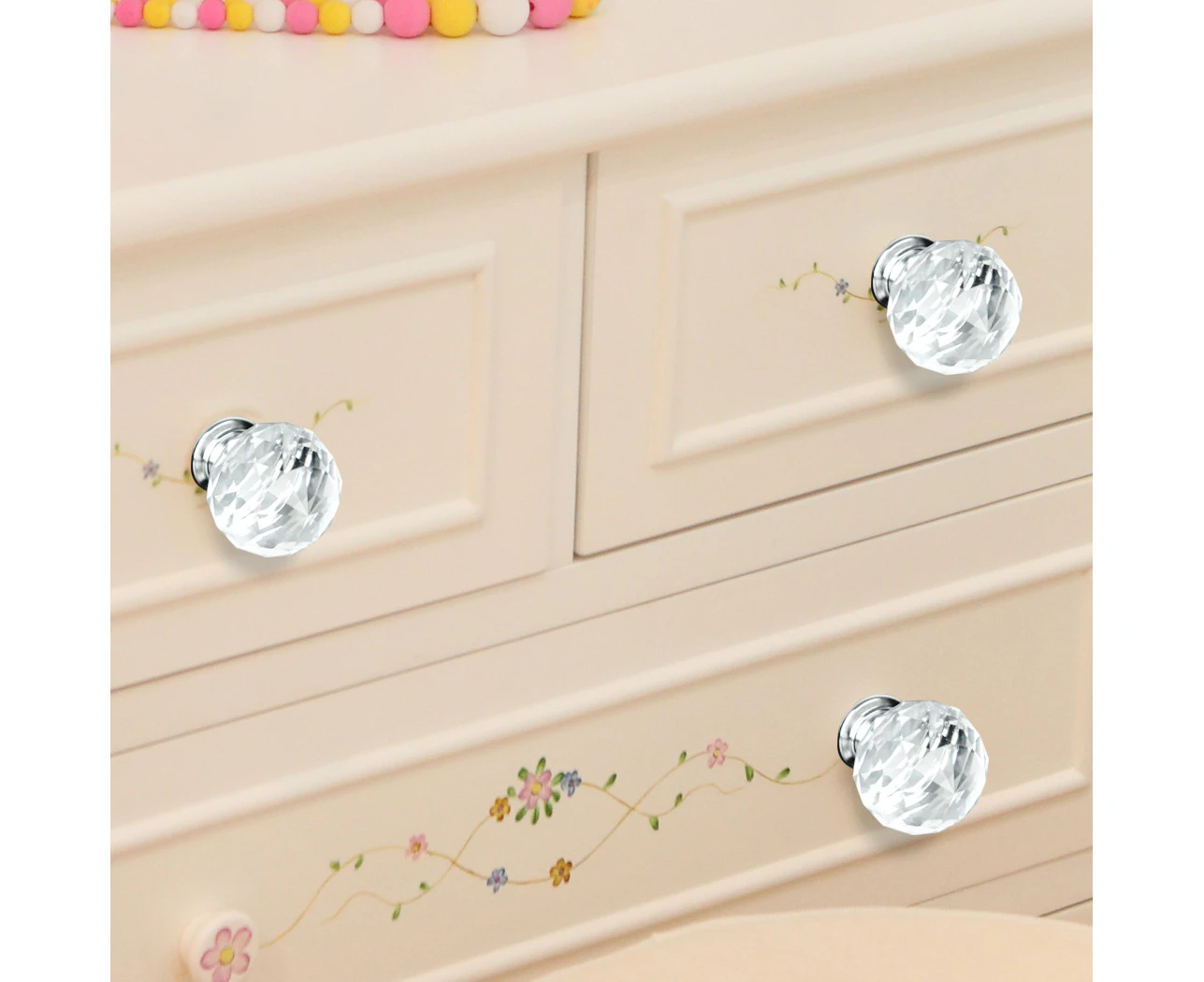 30mm 10Pack Clear Crystal Glass Door Pull Knobs Knob Drawer Handle Cabinet +Screw