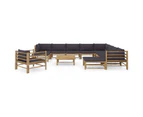 12 Piece Garden Lounge Set with Dark Grey Cushions Bamboo