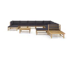 12 Piece Garden Lounge Set with Dark Grey Cushions Bamboo