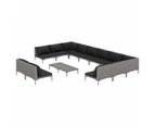 13 Piece Garden Lounge Set with Cushions Poly Rattan Dark Grey