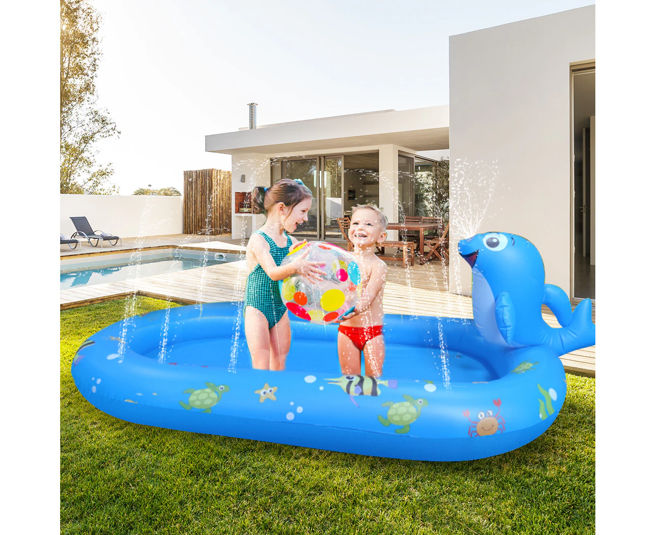 Inflatable Pool Water Splash Spray Mat Kids Children Sprinkler Play Pad Outdoor