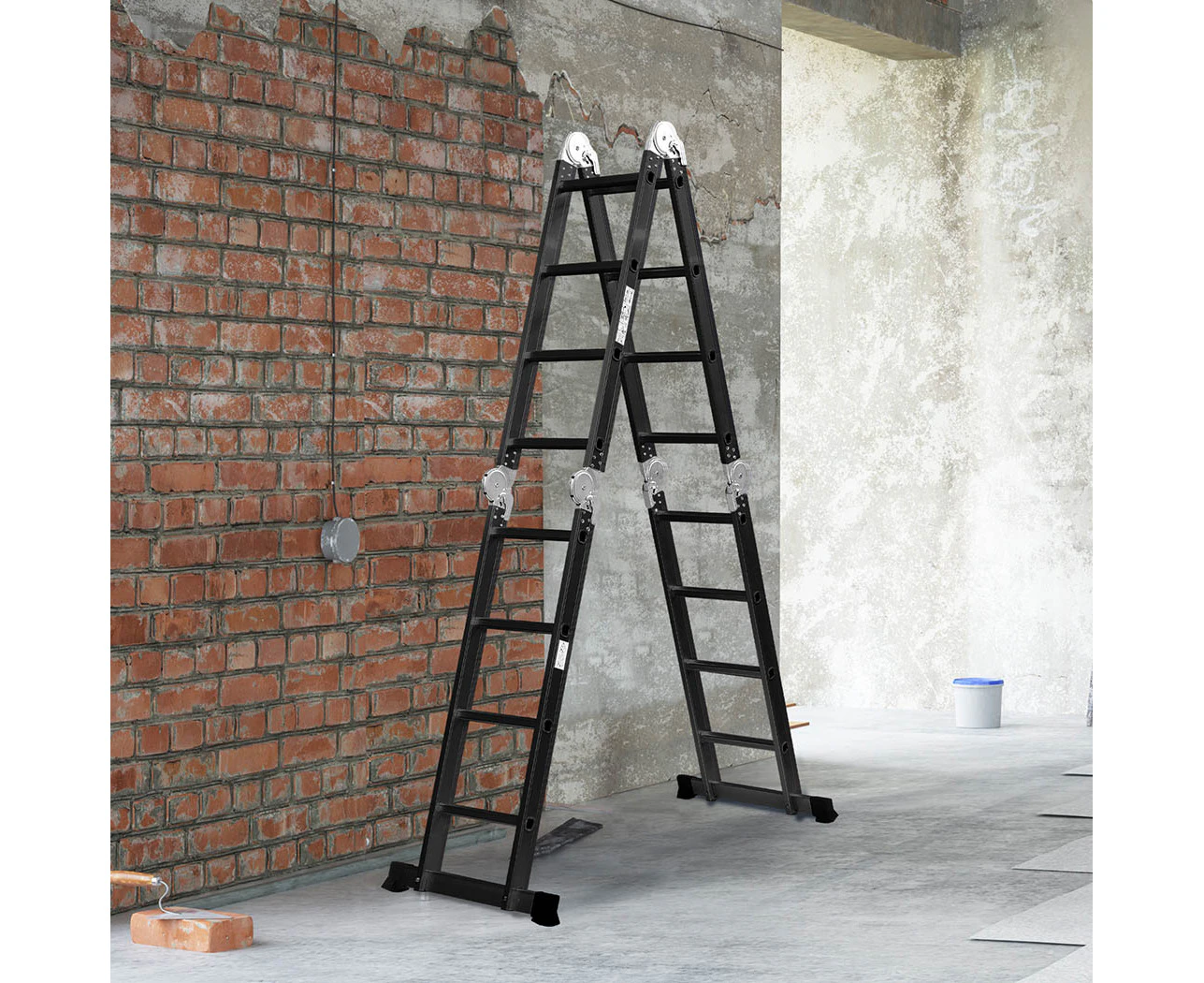 Traderight Multi Purpose Ladder Aluminium Folding Platform Extension Step 4.7M