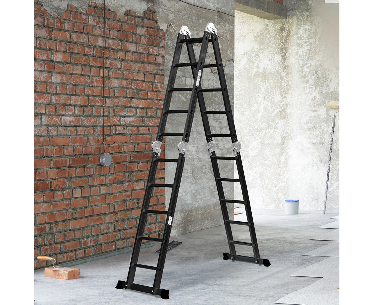 Traderight Multi Purpose Ladder Aluminium Folding Platform Extension Step 5.7M