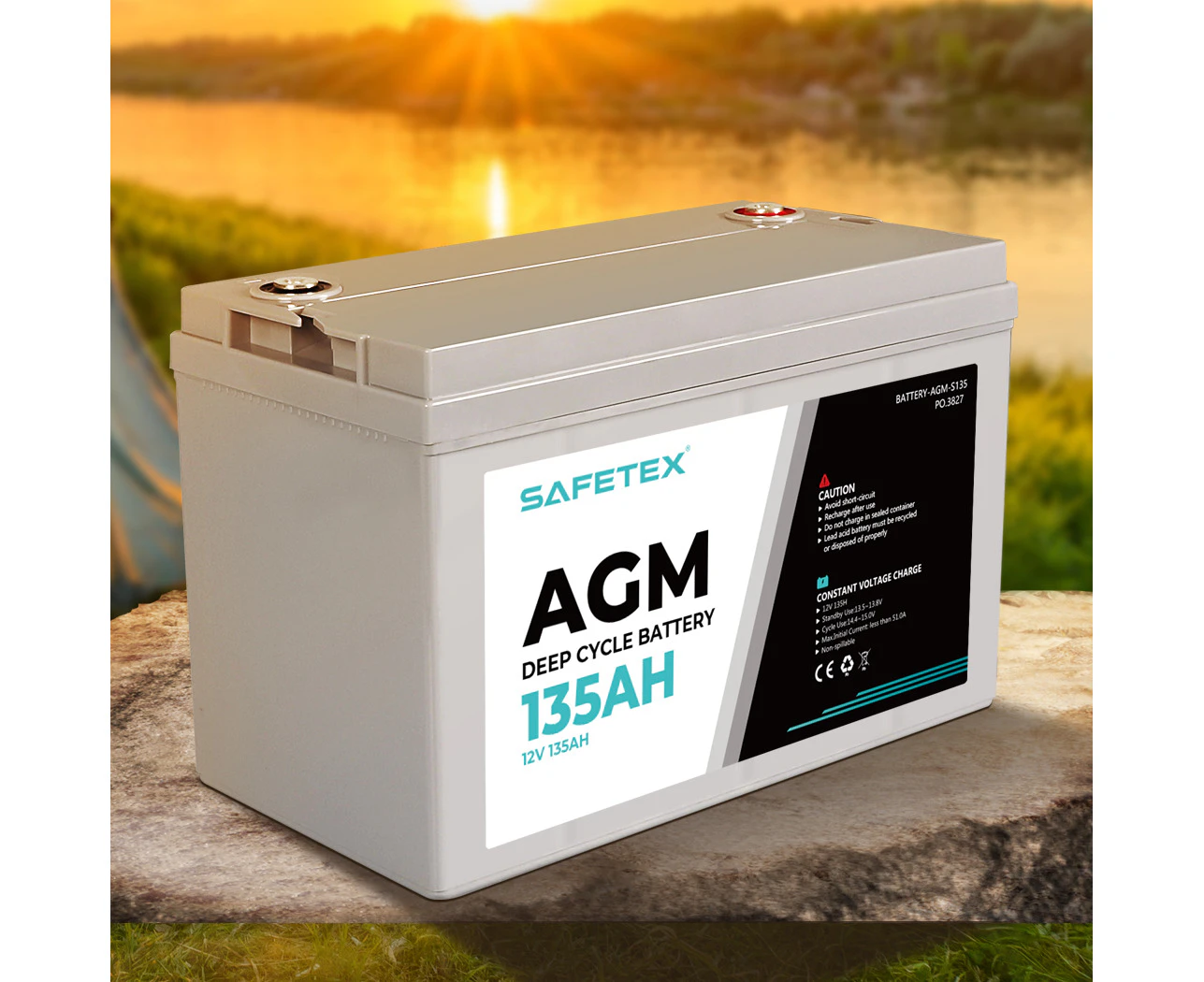 Safetex 12V 135Ah AGM Deep Cycle Lead Acid SLA Battery Solar Caravan Camping