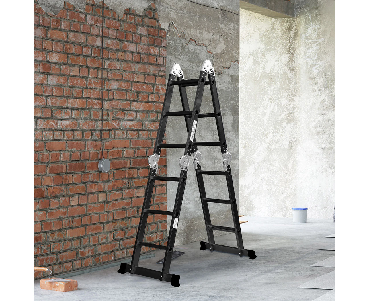 Traderight Multi Purpose Ladder Aluminium Folding Platform Extension Step 3.6M