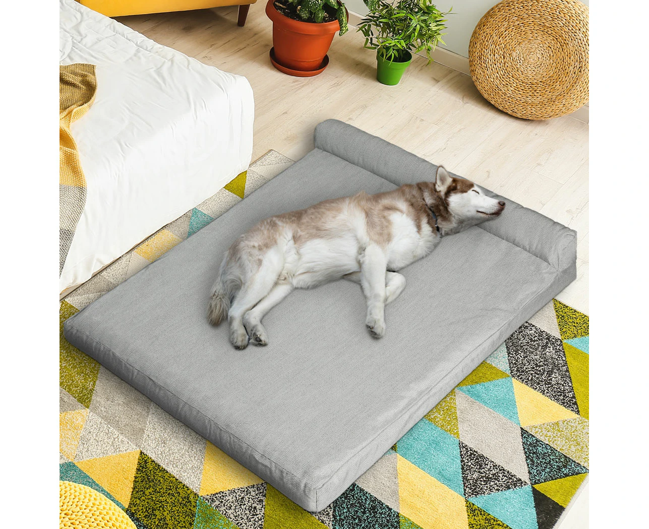 Pawz Pet Bed Chew Proof Memory Foam Waterproof Inner Washable Grey M L XL XXL